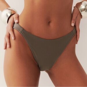 NWT Reformation Bikini Bottom Volta Artichoke Green Textured Swim Separate